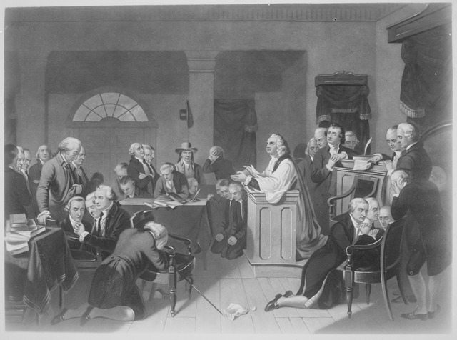 First Prayer in Congress, September 1774, in Carpenters Hall, Philadelphia, Pennsylvania. Copy of print by H. B. Hall after T. H. Matteson., 1931 - 1932